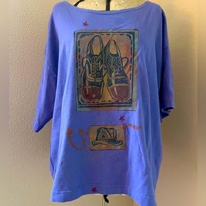 Blue Fish hand printed top - L